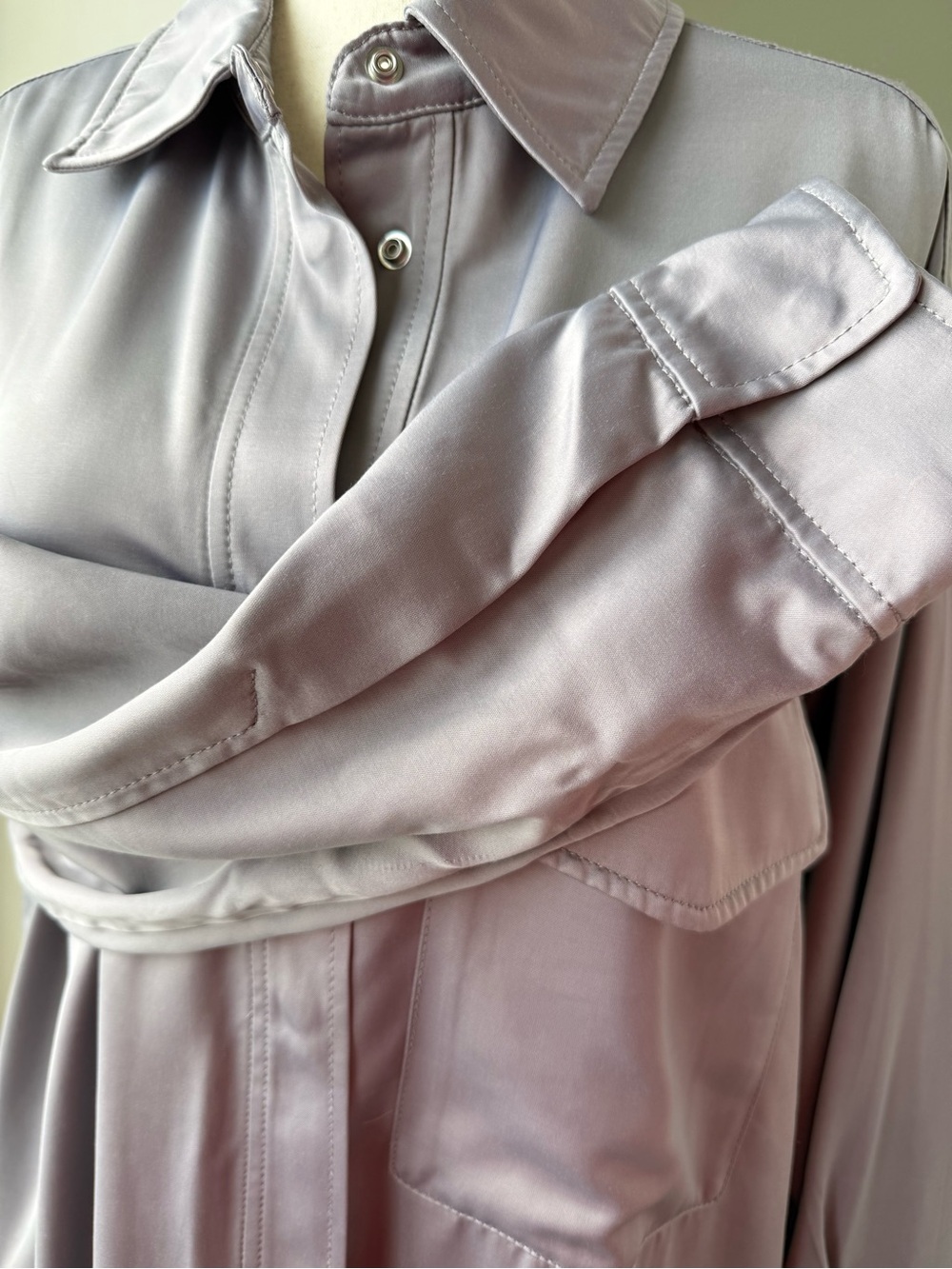 Zara Dusty Mauve Button-Back Overshirt - Picture 7 of 8